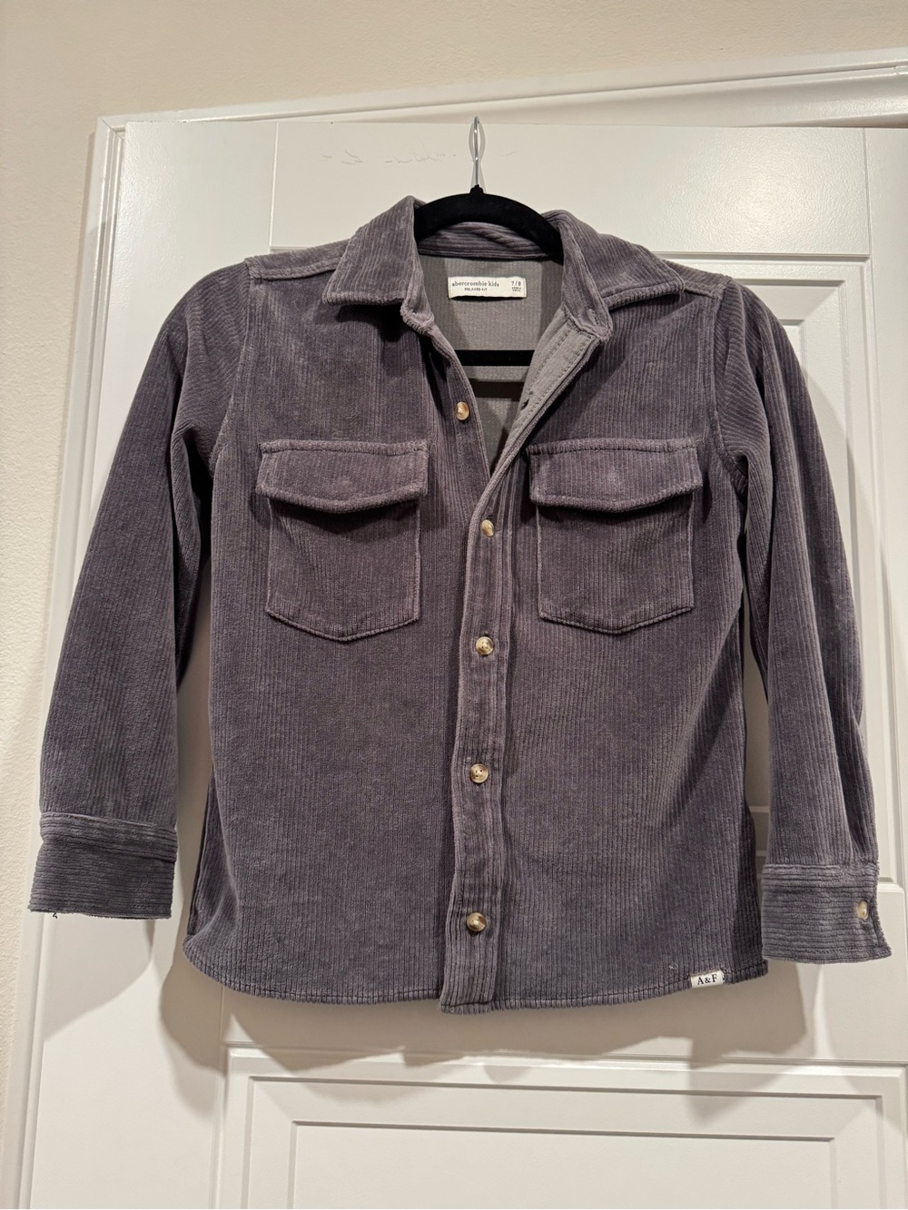 Abercrombie & Fitch Charcoal Corduroy Button-Front Shirt Jacket